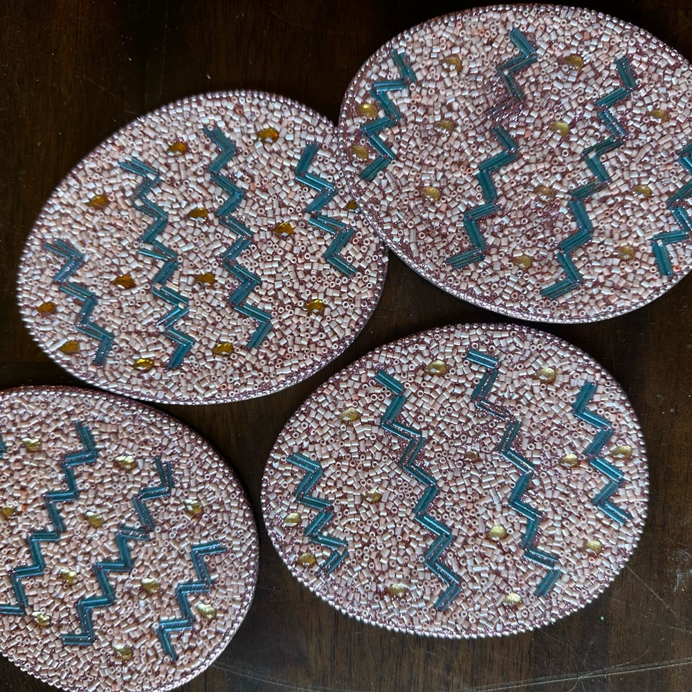 Beaded Coasters with Zigzag Design
